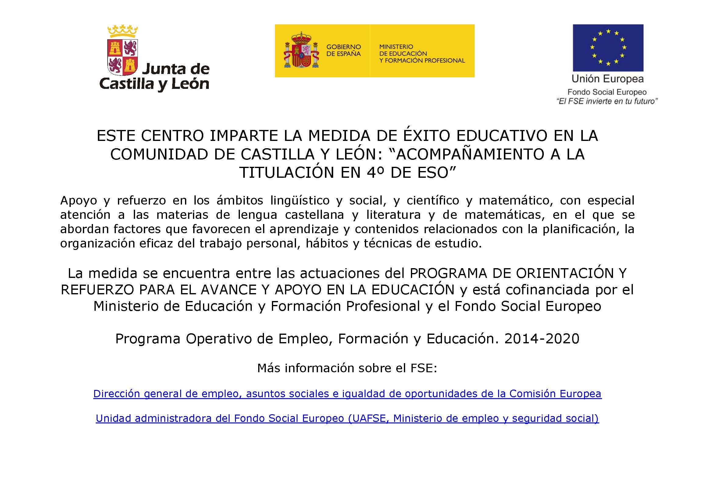 ANEXO II información para página Web centro ACOMPAÑAMIENTO A LA TITULACIÓN 4º ESO